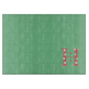 Blume Muster Buchstaben H (rot) Schneidebrett