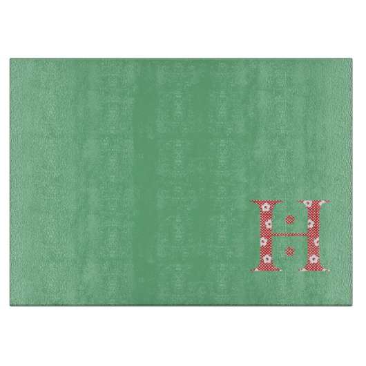 Blume Muster Buchstaben H (rot) Schneidebrett (Vorderseite)