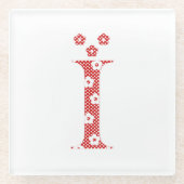 Blume Muster Buchstaben I (rot) Glasuntersetzer (Vorderseite)