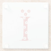 Blume Muster Buchstaben I (rot) Glasuntersetzer (Rückseite)