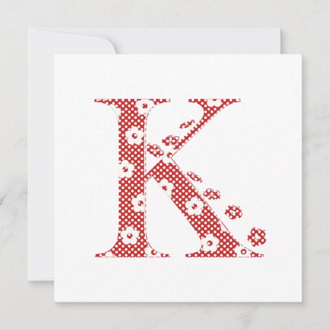 Blume Muster Buchstaben K (rot) (Vorderseite)
