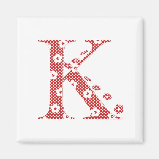Blume Muster Buchstaben K (rot) Magnet (Vorne)