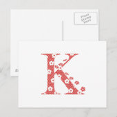 Blume Muster Buchstaben K (rot) Postkarte (Vorne/Hinten)