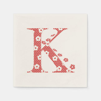Blume Muster Buchstaben K (rot) Serviette