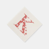 Blume Muster Buchstaben K (rot) Serviette (Ecke)