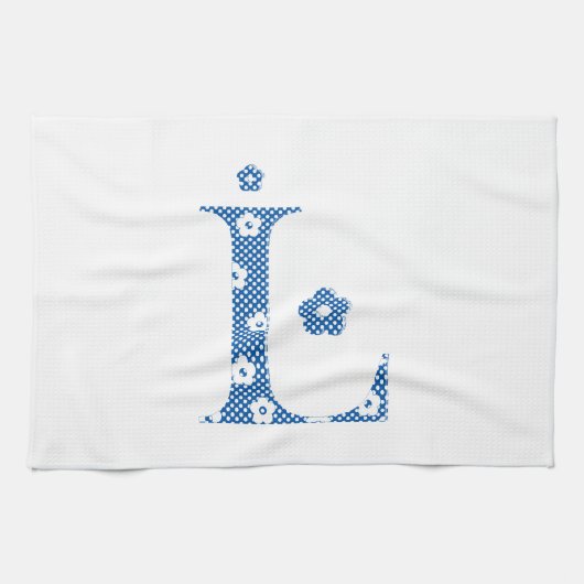 Blume Muster Buchstaben L (blau) Handtuch (Horizontal)