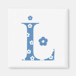 Blume Muster Buchstaben L (blau) Magnet