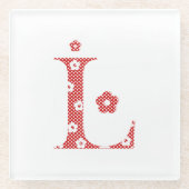 Blume Muster Buchstaben L (rot) Glasuntersetzer (Vorderseite)
