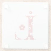Blume Muster Buchstaben L (rot) Glasuntersetzer (Rückseite)