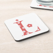 Blume Muster Buchstaben L (rot) Untersetzer (Linke Seite)
