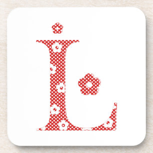 Blume Muster Buchstaben L (rot) Untersetzer