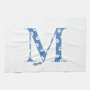 Blume Muster Buchstaben M (blau) Handtuch