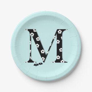 Blume Muster Buchstaben M Pappteller