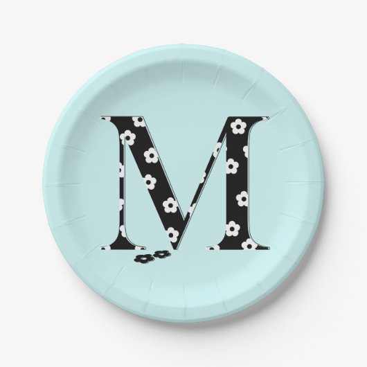 Blume Muster Buchstaben M Pappteller (Vorderseite)