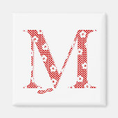 Blume Muster Buchstaben M (rot) Magnet (Vorne)