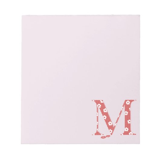 Blume Muster Buchstaben M (rot) Notizblock (Vorderseite)