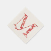 Blume Muster Buchstaben M (rot) Serviette (Ecke)