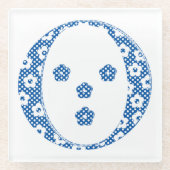 Blume Muster Buchstaben O (blau) Glasuntersetzer (Vorderseite)