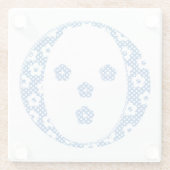 Blume Muster Buchstaben O (blau) Glasuntersetzer (Rückseite)
