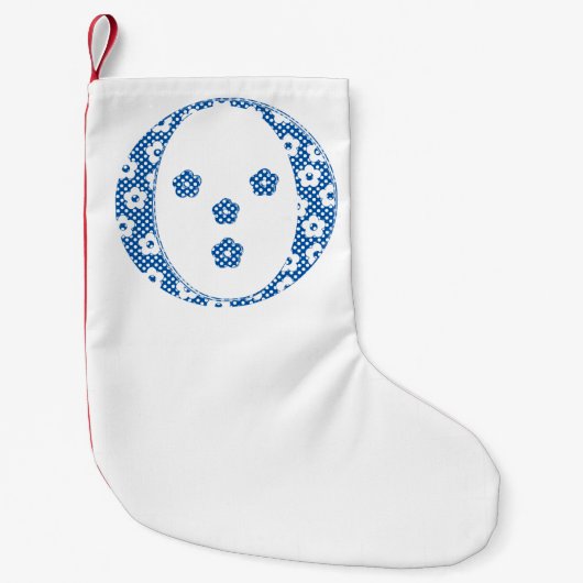 Blume Muster Buchstaben O (blau) Kleiner Weihnachtsstrumpf (Vorderseite)