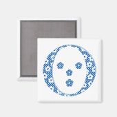 Blume Muster Buchstaben O (blau) Magnet (Vorderseite/Rückseite)