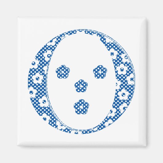 Blume Muster Buchstaben O (blau) Magnet (Vorne)
