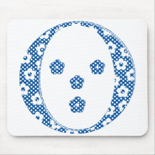 Blume Muster Buchstaben O (blau) Mousepad