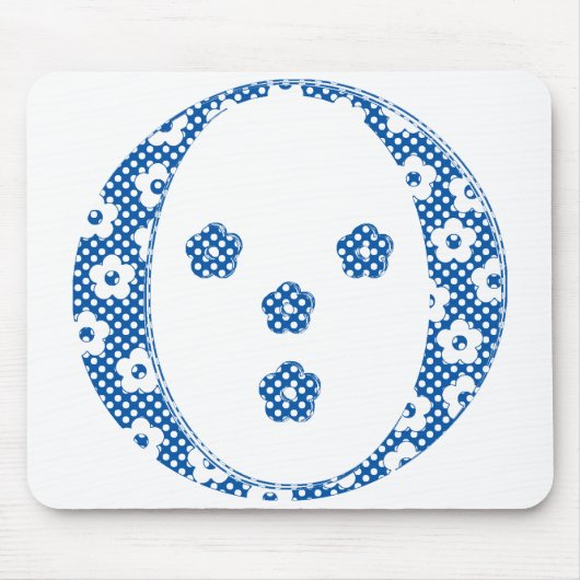 Blume Muster Buchstaben O (blau) Mousepad (Vorne)