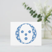 Blume Muster Buchstaben O (blau) Postkarte (Stehend Vorderseite)