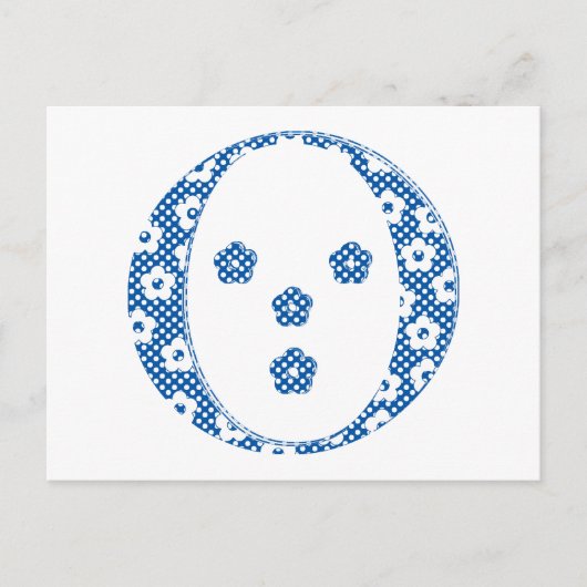 Blume Muster Buchstaben O (blau) Postkarte (Vorderseite)