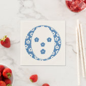 Blume Muster Buchstaben O (blau) Serviette (Beispiel)