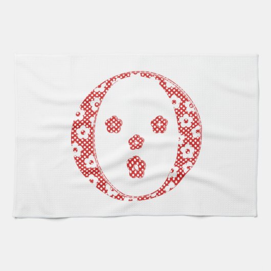 Blume Muster Buchstaben O (rot) Geschirrtuch (Horizontal)