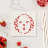 Blume Muster Buchstaben O (rot) Serviette (Beispiel)