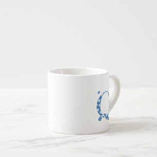 Blume Muster Buchstaben Q (blau) Espressotasse