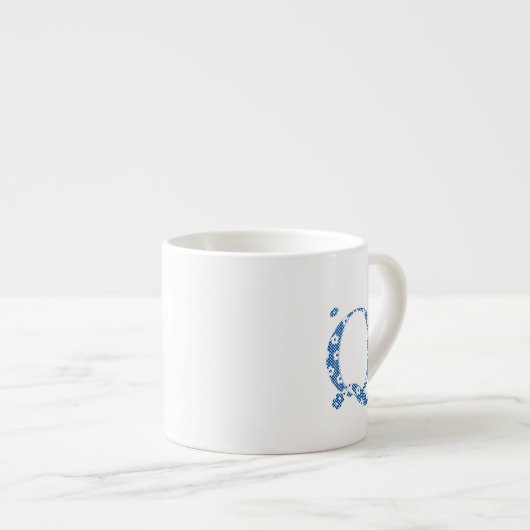 Blume Muster Buchstaben Q (blau) Espressotasse (Vorderseite Rechts)