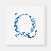 Blume Muster Buchstaben Q (blau) Magnet (Vorne)