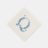 Blume Muster Buchstaben Q (blau) Serviette (Ecke)