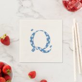 Blume Muster Buchstaben Q (blau) Serviette (Beispiel)