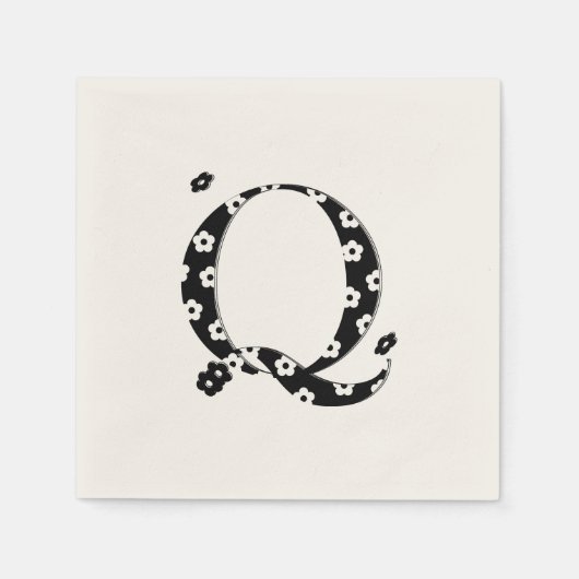 Blume Muster Buchstaben Q Serviette (Vorderseite)