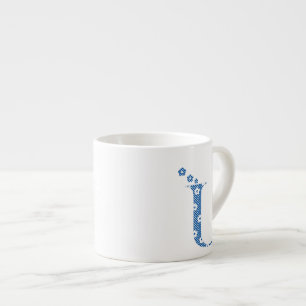 Blume Muster Buchstaben U (blau) Espressotasse