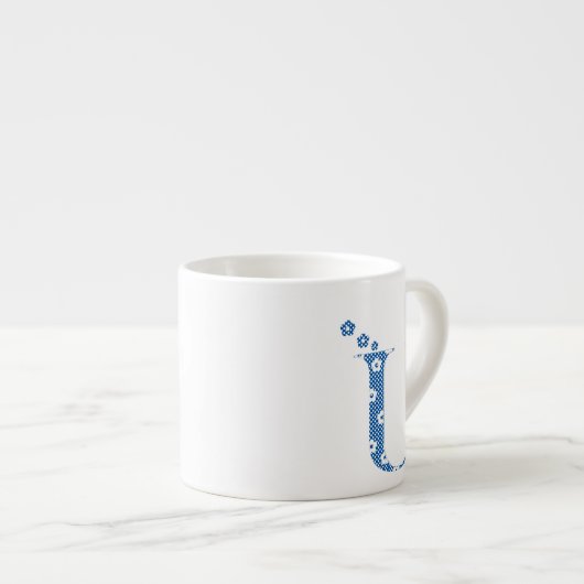 Blume Muster Buchstaben U (blau) Espressotasse (Vorderseite Rechts)