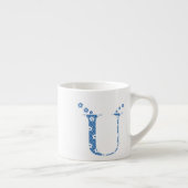 Blume Muster Buchstaben U (blau) Espressotasse (Rechts)