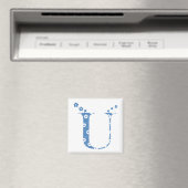 Blume Muster Buchstaben U (blau) Magnet (In Situ (Geschirrspüler))