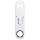 Blume Muster Buchstaben U (blau) Speed Flaschenöffner (Vorderseite)