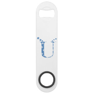 Blume Muster Buchstaben U (blau) Speed Flaschenöffner