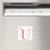 Blume Muster Buchstaben U (rot) Magnet (In Situ (Geschirrspüler))