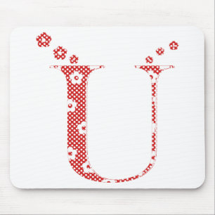 Blume Muster Buchstaben U (rot) Mousepad