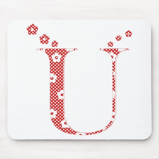 Blume Muster Buchstaben U (rot) Mousepad (Vorne)