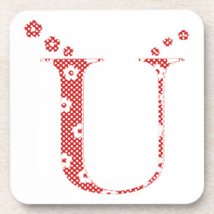 Blume Muster Buchstaben U (rot) Untersetzer