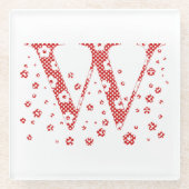 Blume Muster Buchstaben W (rot) Glasuntersetzer (Vorderseite)